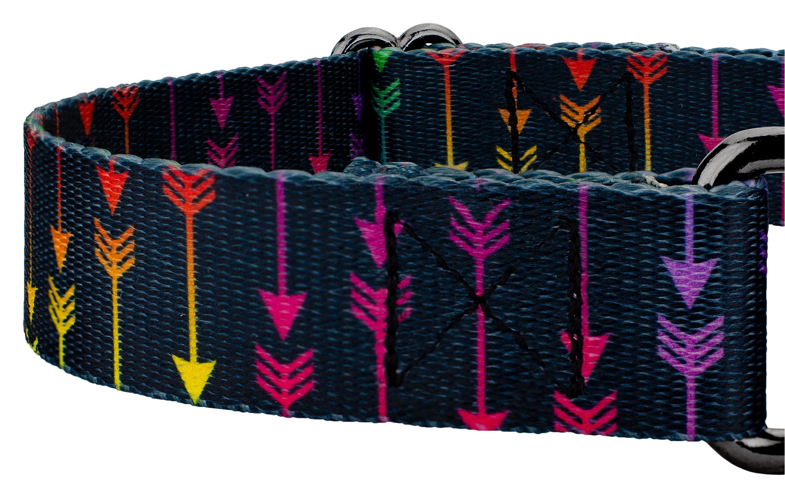Country Brook Petz® Colorful Arrows Gunmetal Martingale Dog Collar and Leash, Small