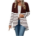 thumbnail image 2 of Dasayo Womens Tops Long Sleeve Red Open Front Fall Lightweight Striped Cardigans Blouses for Women M, 2 of 7