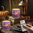 thumbnail image 2 of Kuiaobaty 4 Packs Flickering Flameless LED Battery Candles Waterproof Pillar Fake Candles with Colored Light Remote for Wedding Beach Party Decor Sunset Glow Beach Palm Coconut Tree, 2 of 7