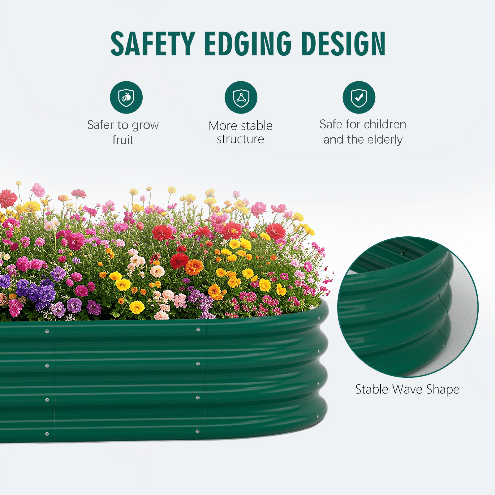 Nana Guard Galvanized Raised Garden Bed Kit, Galvanized Planter Raised Garden Boxes Outdoor, Oval Metal Raised Garden Beds for Vegetables,Green