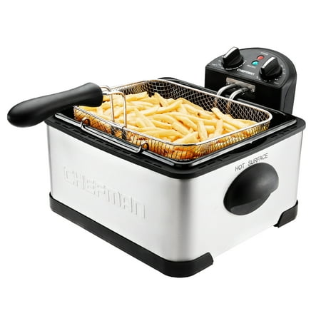 Chefman RJ07-45-SS Jumbo Size 4 Liter 1700 Watt Oil Deep Fryer with Removable Basket and Adjustable Temperature and Timer, Stainless Steel