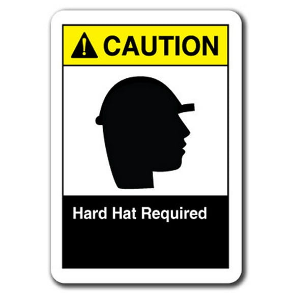Caution Sign - Hard Hat Required 7"x10" Plastic Safety Sign ansi osha