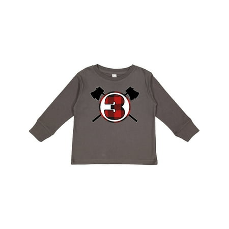 

Inktastic 3rd Birthday Buffalo Plaid Lumberjack Gift Toddler Boy Girl Long Sleeve T-Shirt