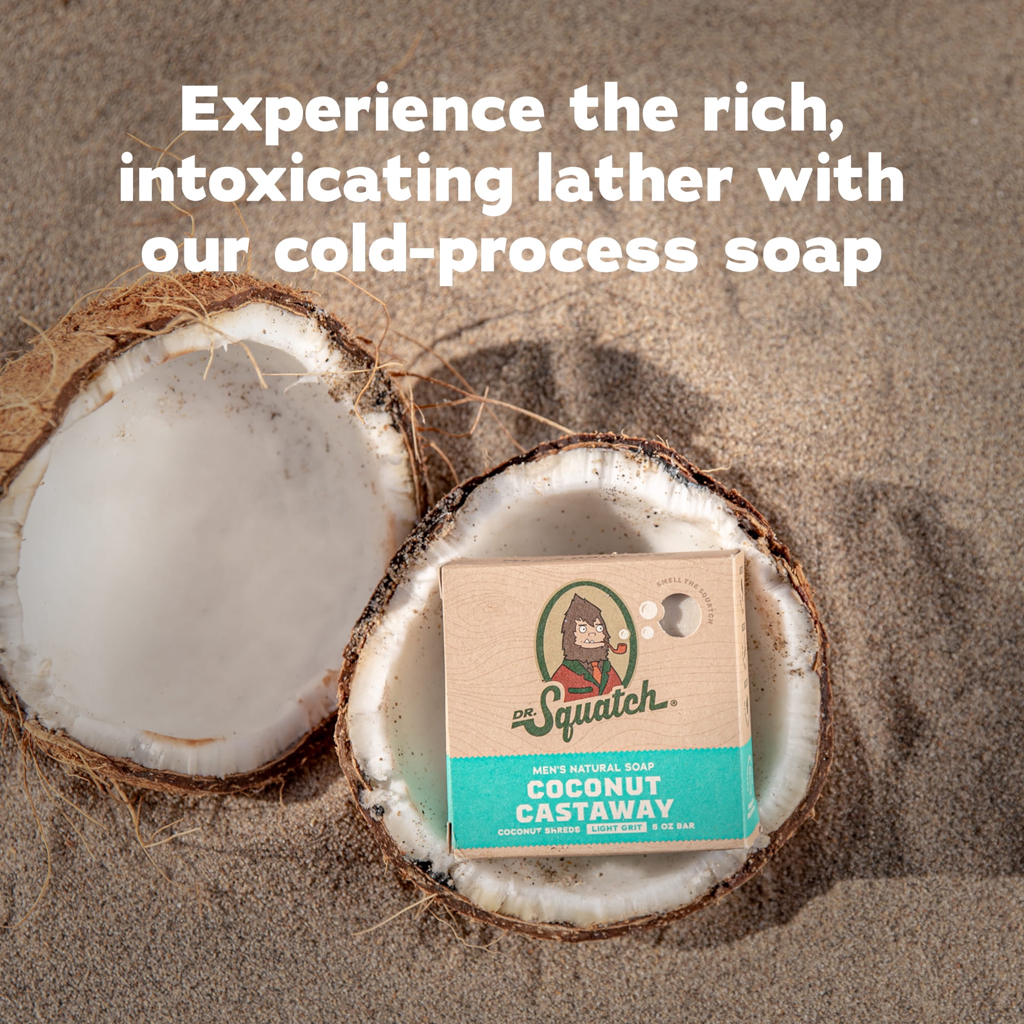 Dr. Squatch Men's Soap, Natural Bar Soap for Men, Cold Process, Gifts for Men, Coconut Castaway, 5 oz, 3-Pack
