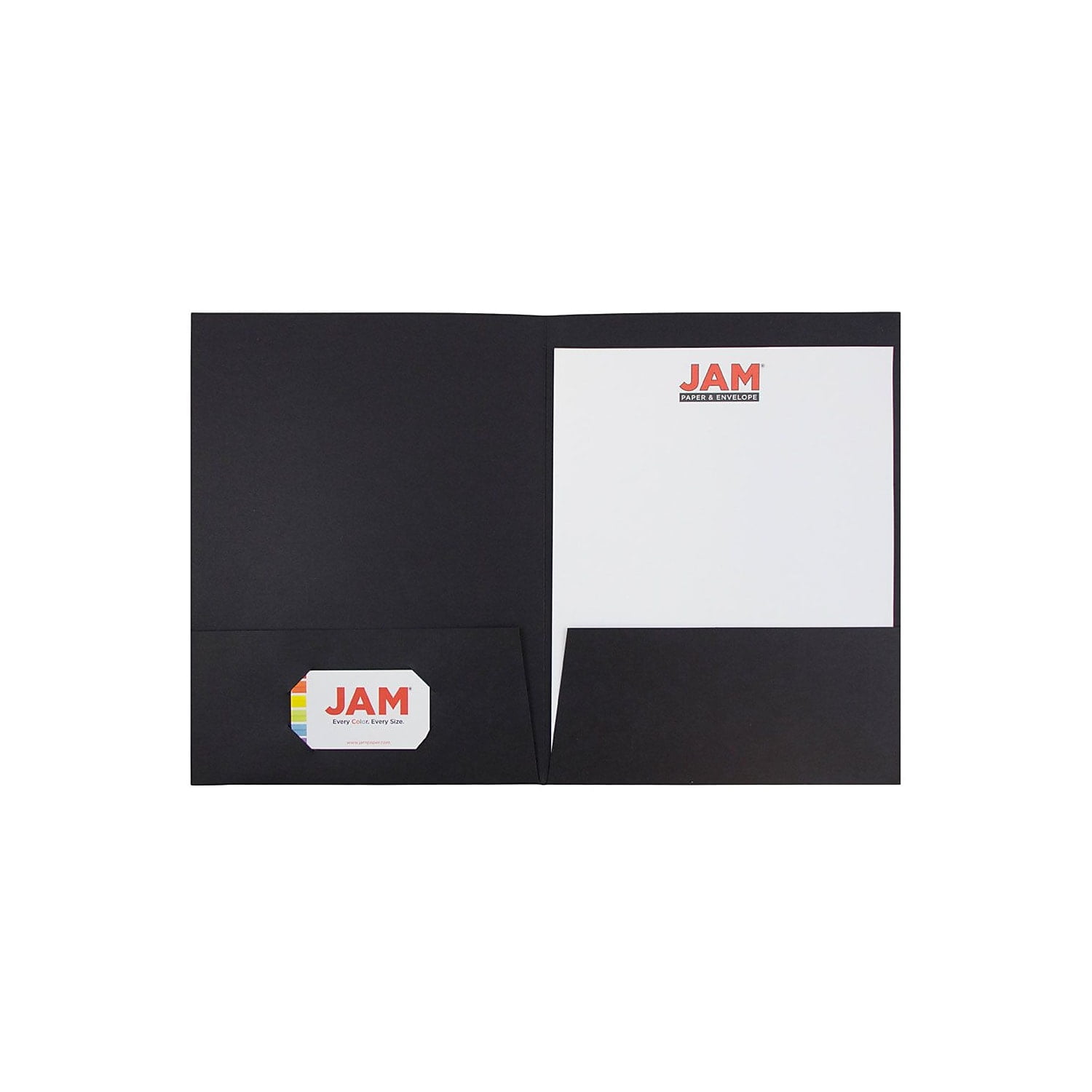 JAM Paper Linen Two Pocket Folders, Black, 6 per Pack