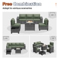 thumbnail image 6 of UDPATIO Patio Furniture Set with Fire Pit Table, Outdoor Patio Sofa Set With Wide Armrest, All-Weather Wicker Rattan Guest Set With Cushion And Glass Table And Waterproof Cover, Gray&Green, 6 of 8