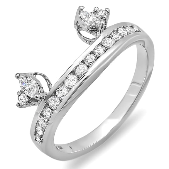 Dazzlingrock Collection 0.50 Carat (ctw) 14k Round Marquise Diamond Ladies Anniversary Wedding Band Enhancer Guard Ring 1/2 CT, White Gold, Size 8
