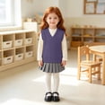 thumbnail image 5 of Toddler Kids Sweater Vest V Neck Cable Knit Sleeveless Uniform Knitwear, 5 of 6