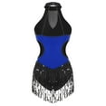 thumbnail image 4 of Alvivi Women's Shiny Sequins Tassel Latin Jazz Dance Leotard Bodysuit Lyrical Dance Costume Royal Blue M, 4 of 7