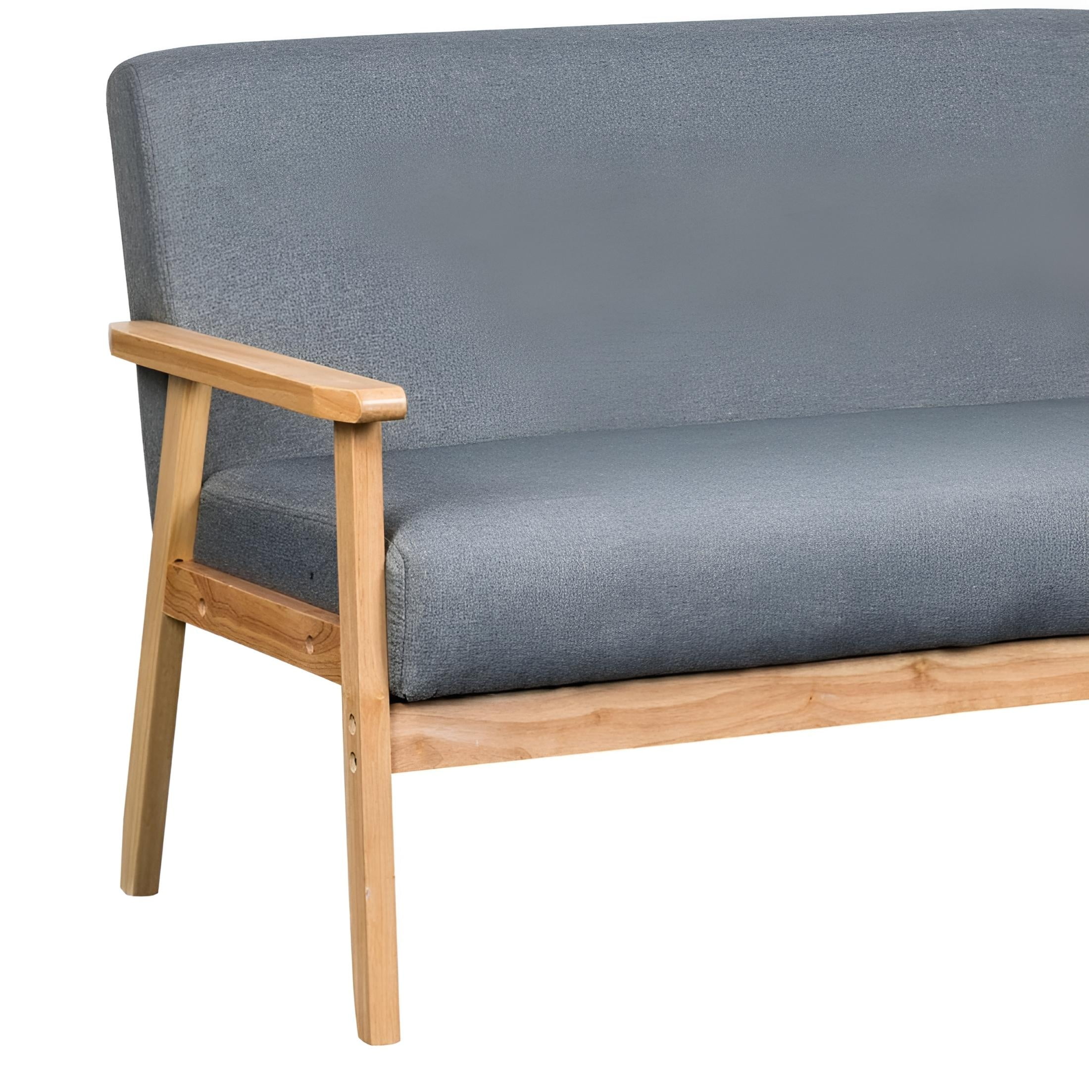 Lilola Bahamas Gray Linen Fabric Loveseat with Solid Wood Frame