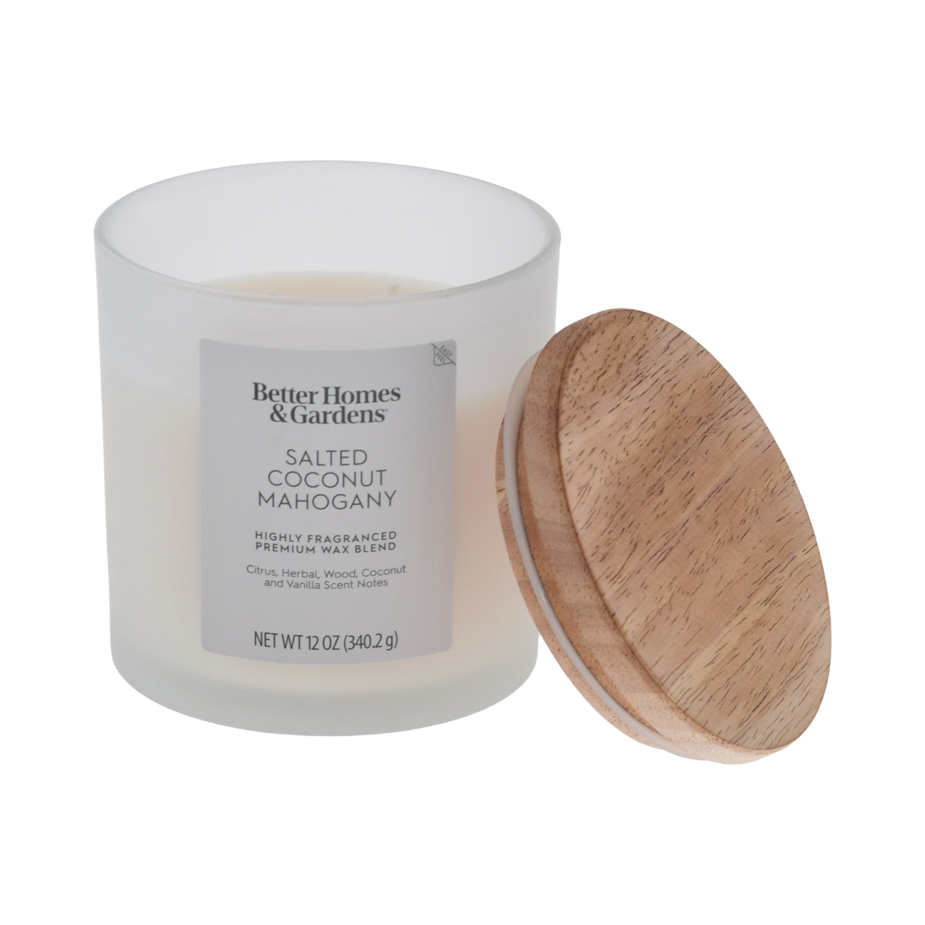(4 pack) Better Homes and Gardens Salted Coconut Mahogany Scented 2-Wick Frosted Jar Candle 12oz.