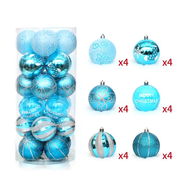 Lake blue Adornos colgantes para fiestas, decoración, bolas de árbol con purpurina para decoraciones del hogar