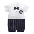 thumbnail image 4 of Povozer Baby Boy Outfit Gentleman Bowtie Suit One Piece Romper Bodysuit(Light Pink,6), 4 of 4