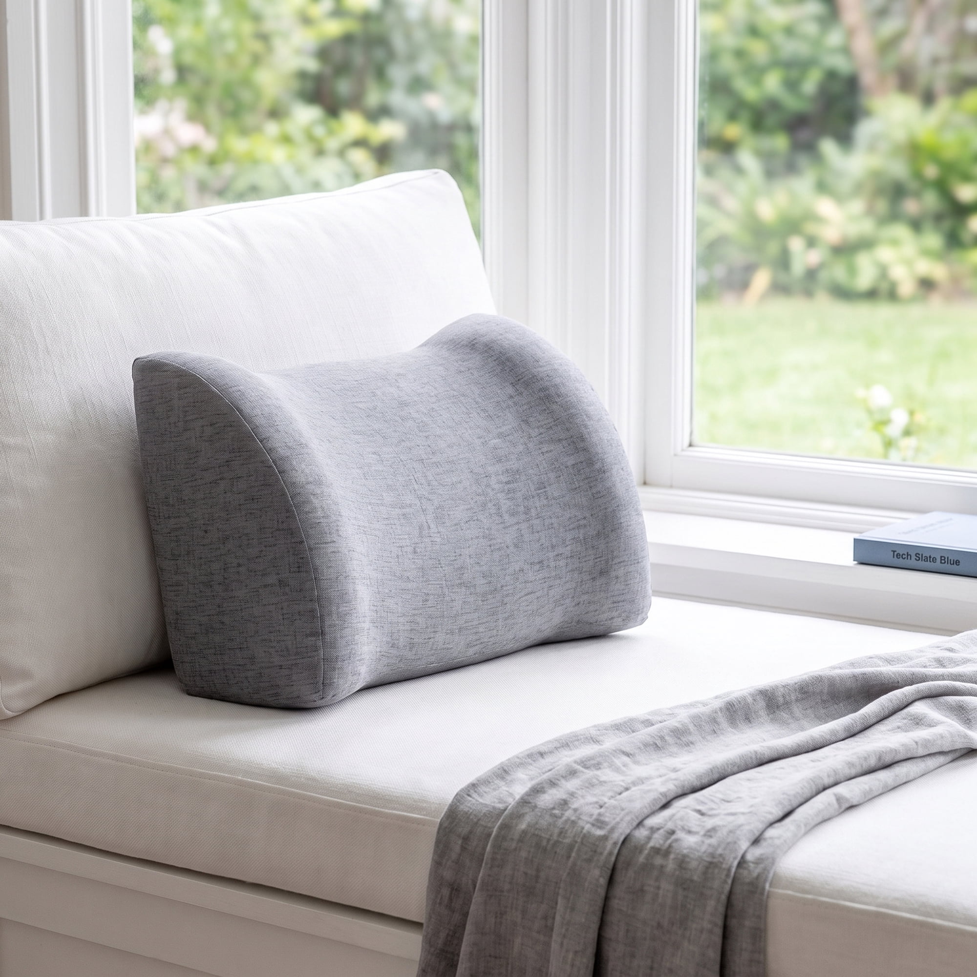 Unique Bargains Lumbar Support Pillow Cotton Back Support Dark Gray 17.7" x 7.5" x 11"