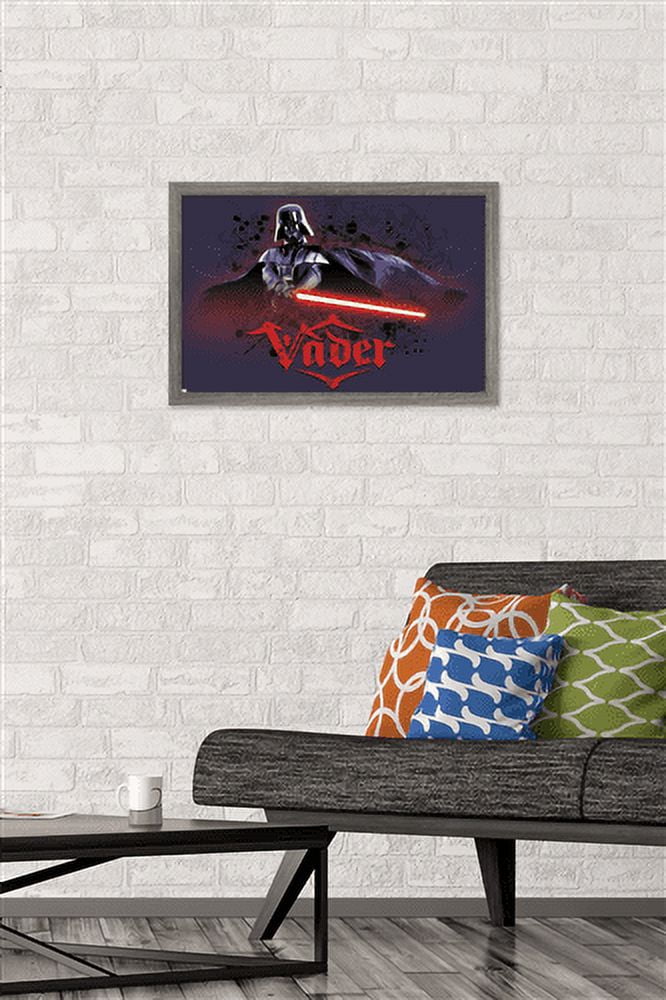 Star Wars: Original Trilogy - Vader Calligraphy Wall Poster, 14.725" x 22.375", Framed