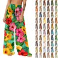 thumbnail image 1 of Pincandy Women Mesh Boho Beach Pants See Through Sheer Swimsuit Bikini Bottom Cover up Party Elastic High Waist Wide Leg Pants, 1 of 7