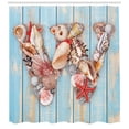 thumbnail image 3 of Ambesonne Letter W Shower Curtain, Oceanic Tropic Nature, 69"Wx75"L, Dark Coral Pale Blue, 3 of 3