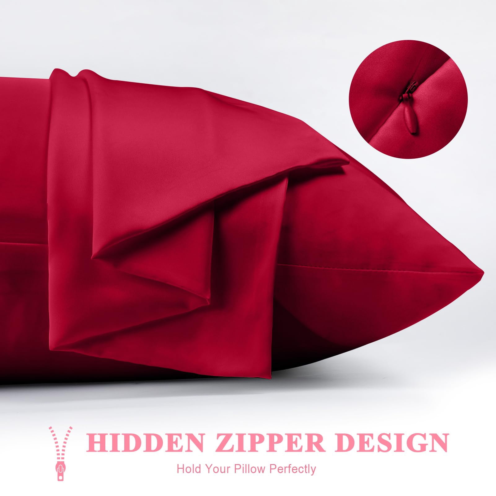 Silk Pillowcase 2 Pack For Hair And Skin  Both Sides 23 Momme Grade 6a+ Mulberry Pillowcases With Zipper Soft&smooth Pillow Cases (red Standard 20*26)