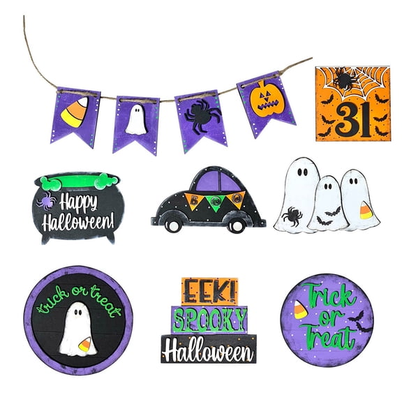 Injueey Calabaza Gato Adornos Encantadora decoración de Halloween para un ambiente espeluznante Ligero pero delicado púrpura Type3 NO3