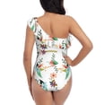thumbnail image 5 of Haiem Pretty Floral With Leaves Women's One Piece Swimsuits Tummy Control One Shoulder Bathing Suits Ruffle Swimwear-XX-Large, 5 of 8