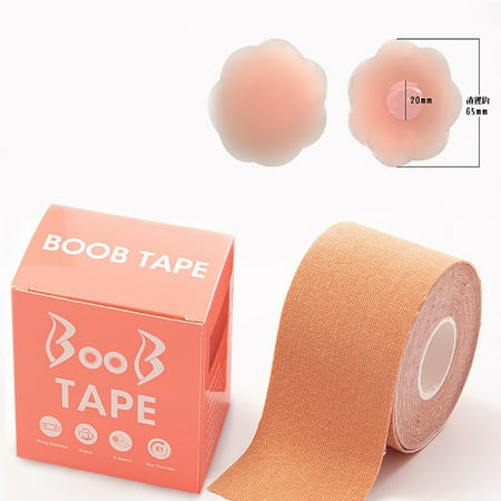 Joefnel Boob Tape - Breast Lift Tape with Silicone Adhesive Bra (2 Pcs) for Large Breasts A-G Cup