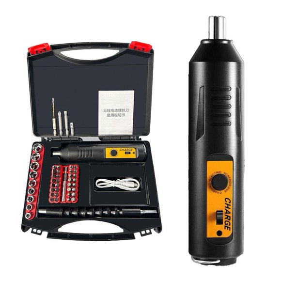 Cordless Electric Screwdriver Set, USB Rechargeable 3.6V Power Driver, 2000mAh Battery with Magnetic Chromium Vanadium Steel Bits & Sleeve for Household DIY, Furniture Assembly & Electronics Repair