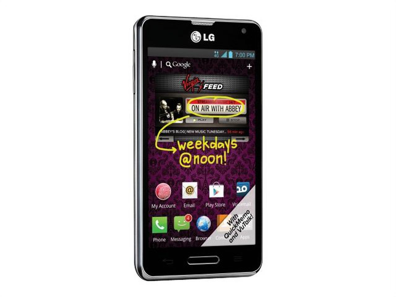 LG Optimus F3 - 4G smartphone - microSD slot - LCD display - 4" - 800 x 480 pixels - rear camera 5 MP - Virgin Mobile - gray - image 2 of 9