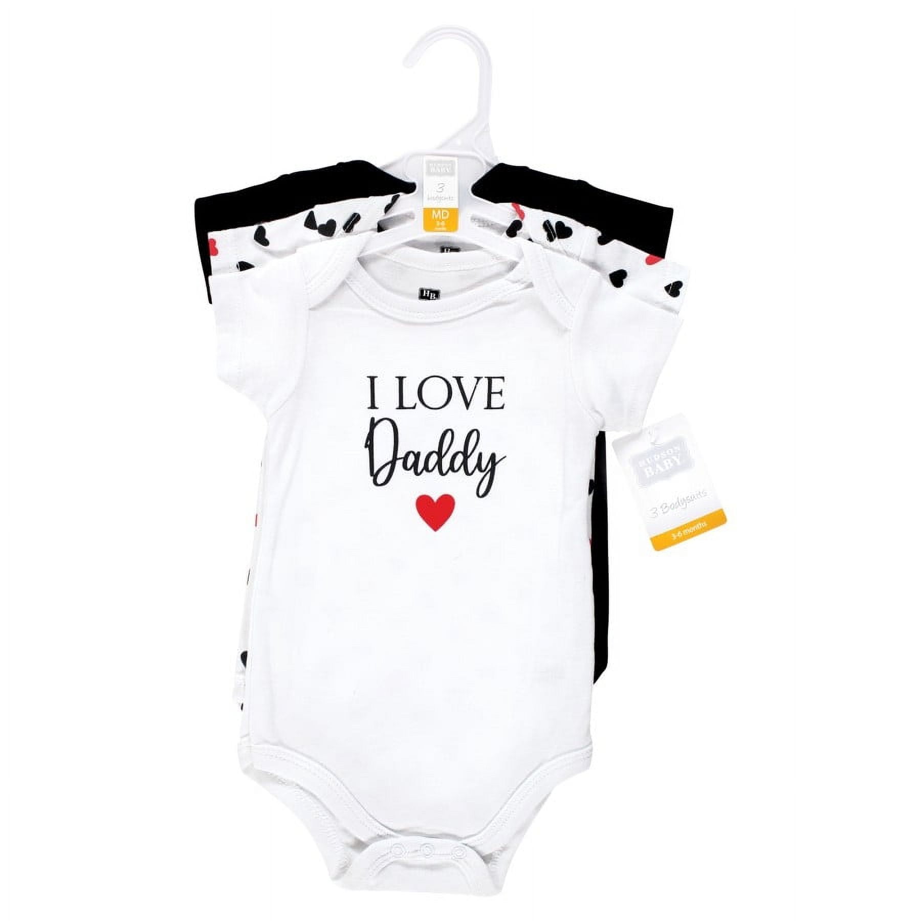 Hudson Baby Infant Girl Cotton Bodysuits, Girl Daddy Red Black 3Pk, Preemie