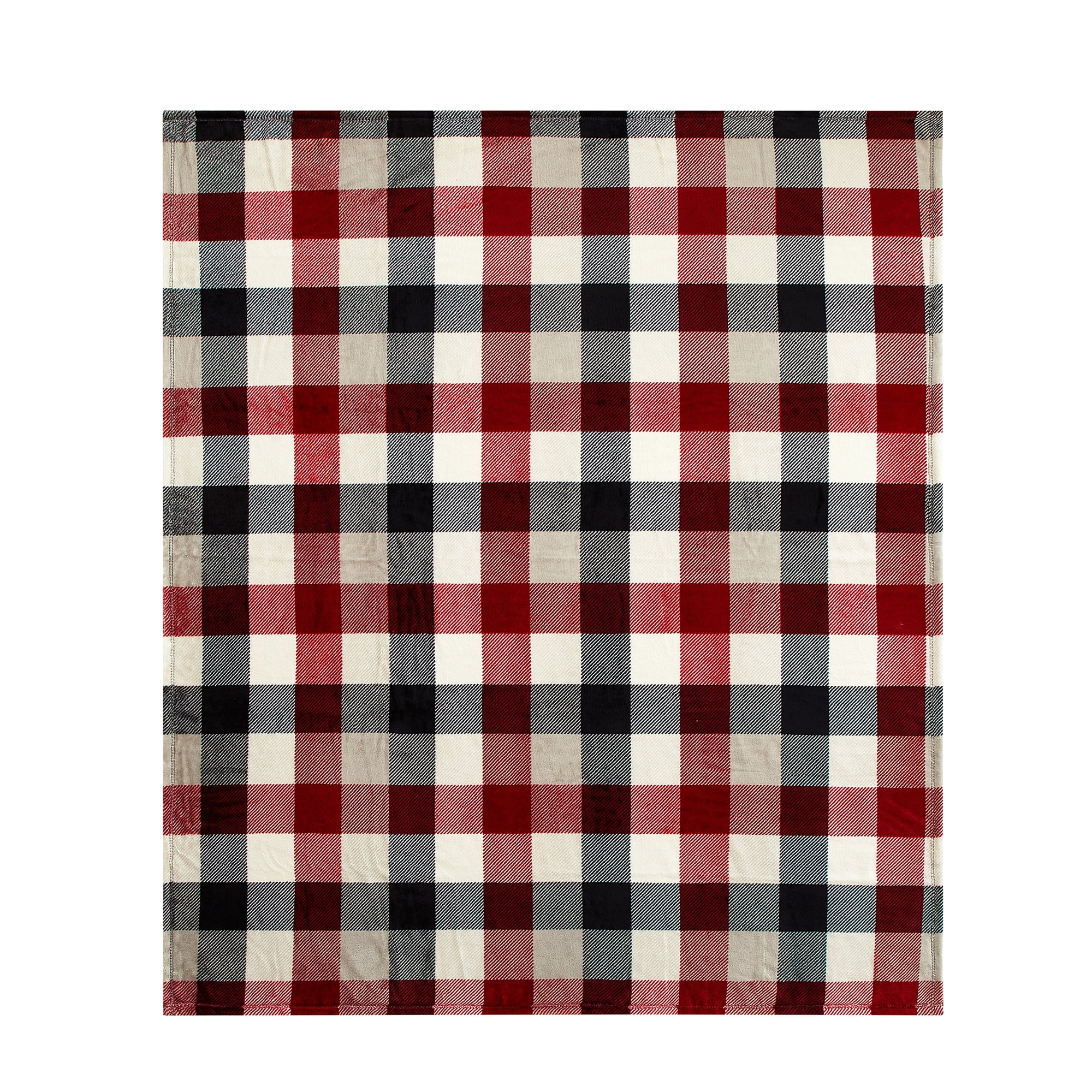 Mainstays Cozy Plush Throw Blanket, Red Plaid 50" x 60" All Ages