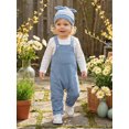 thumbnail image 3 of Cjfdfy Newborn Baby Boy Girl Fall Outfits Solid Long Sleeve Romper Waffle Overall Pants And Knotted Hat 3 Piece Set Cute Coming Home  Fall Winter Outfit 0-18M, 3 of 9