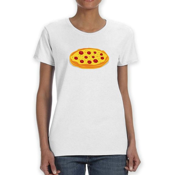 Pizza Women White T-Shirt, Female x-Large