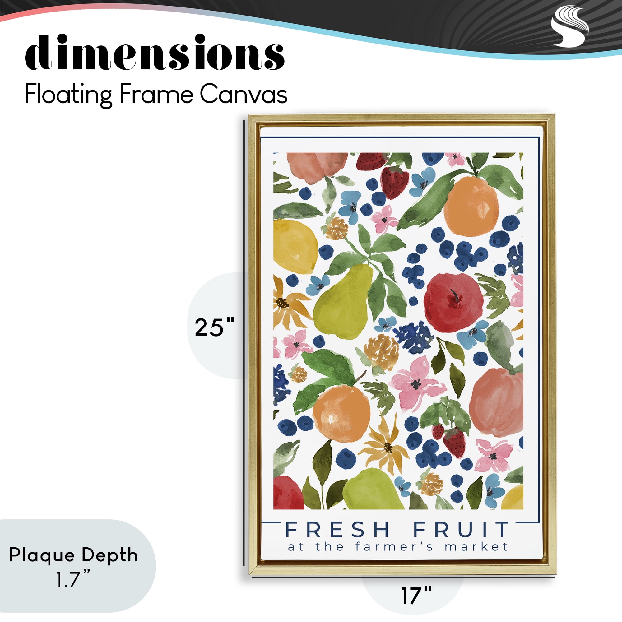 Stupell Industries Fresh Fruit Market Pattern Gold Framed Floater Canvas Wall Art, design by Lucille Price