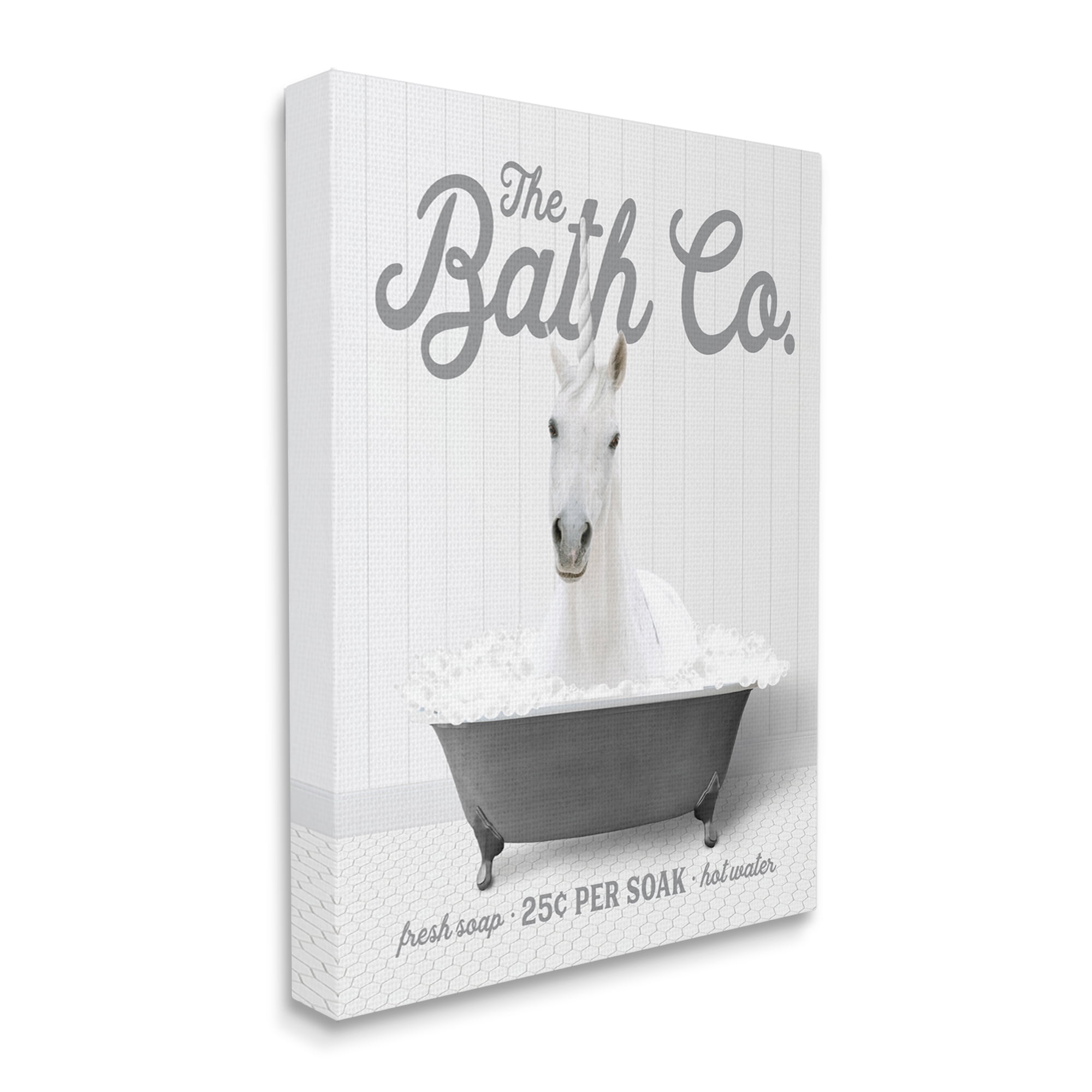 Stupell Industries Unicorn in Bubble Bath Animals & Insects Painting Gallery Wrapped Canvas Print Wall Art, 30 x 40