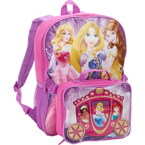 Disney Backpack Disney Princess Carriage Pink w/ Lunch Bag New