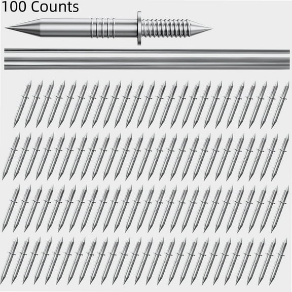 100 Counts Double-Headed Skirting Thread Seamless Nail Non Marking, Invisible Security Screws with Nail, Seamless Specific Sleeve Tool Skirting Line Nail for Solid Wood Baseboard