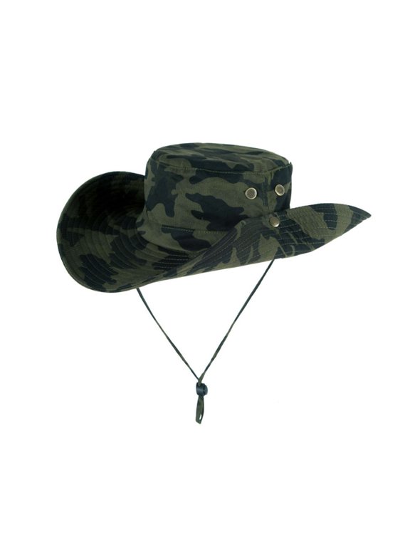 Wide Brim Boonie Bush Hat Military Camouflage Outdoor Fishing Hat Safari Cap YZ80173 (Green)