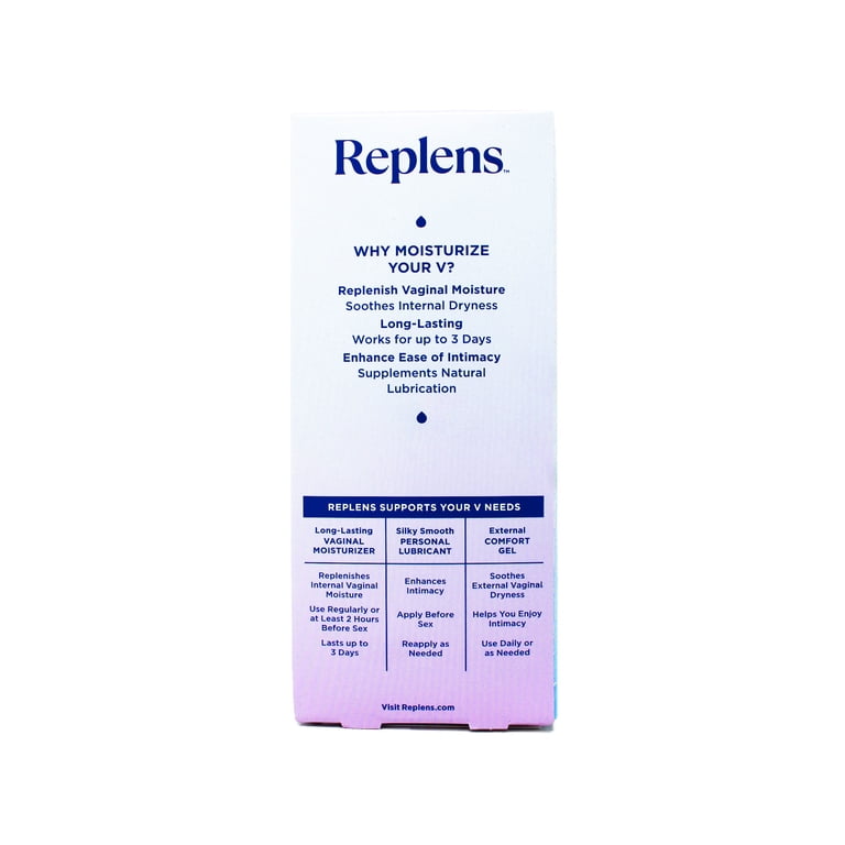 Replens Personal Lubricant, Long-Lasting Moisturizer, 8 Pre-Filled Applicators, 0.24 oz - Walmart.com Replens Personal Lubricant, Long-Lasting Moisturizer, 8 Pre-Filled Applicators, 0.24 oz - Walmart.com