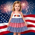 thumbnail image 2 of lnmuld Independence Day Toddler Girls 4th of July Tiered Dress Red White Blue Gingham Embroidery Sleeveless Party Outfit Size:3-4 Years, 2 of 5