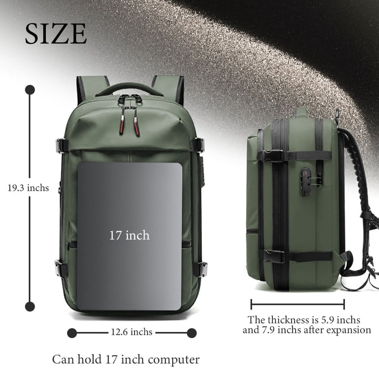60l backpack travel computer Vacuum expandable Grey waterproof cabin bag carry-on size 55x40x20 fits 17 inch laptop for travelling – AMALIA & DARIO deformable SafeZone compartment at the top of the bag EASY SPEED Vacuum Backpack Travel