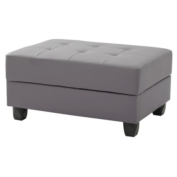 Contemporary Home Living Faux Leather Upholstered Storage Ottoman - 37" - Gray