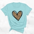 thumbnail image 5 of WCMZJ Womens Valentine Shirts Crew Neck Short Sleeve Leopard Valentine's Day T Shirt Plaid Love Heart Graphic Tees Light Blue XXL, 5 of 6