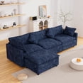 thumbnail image 3 of Muumblus Sectional Cloud Couch with Reversible Ottoman, L-Shaped Chenille Sofa for Living Room, Navy Blue, 3 of 12