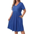 thumbnail image 3 of WellSize Plus size Dresses For Women Floral Casual V Neck Short Sleeve Sundresses Midi Summer Dress with Pockets, 3 of 8