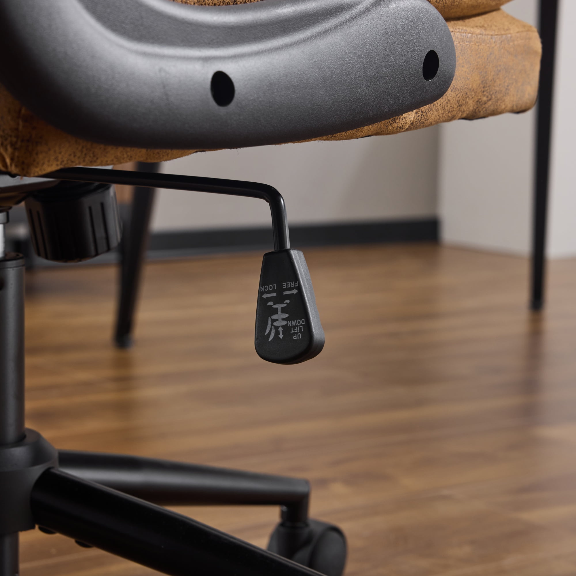 Ktaxon Swivel Office Chair – Desk Chair with Wheels, Flip-Up Armrests Brown