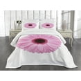 thumbnail image 3 of Ambesonne Pink and White Quilted Bedspread Set 3 Pcs, Gerber Daisy, Queen Size, Pale Pink White, 3 of 5