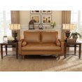 thumbnail image 5 of Koby Home's X Collection Stanley Modern Button-tufted Loveseat, Upholstered in Faux Leather with Track Arms, Cushion Back, and Wooden Legs, 2-Seater for Small Space, Tan Brown Color, 5 of 7