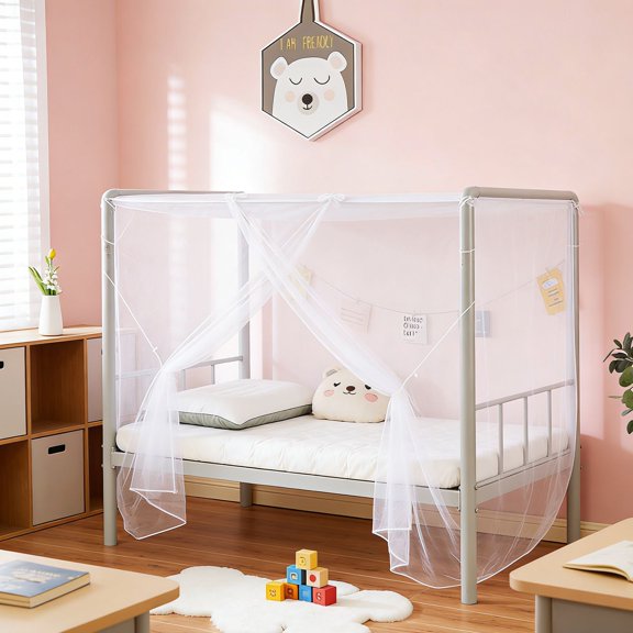 4 Corners Mosquito Net for Mosquiteros para Camas Bed Canopies Netting Bed Drapes Rectangular Mosquito Mesh for Camping Home Outdoor Travel
