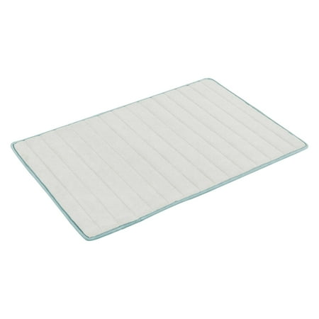 Fred 17 in. W x 24in. L Memory Foam Bath Mat in Spa Blue-White