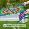 thumbnail image 6 of Colorful Tie Dye Circular Pattern Square Fitted Tablecloth with Elastic Edge,Square Table Cover,Washable Elastic Table Cover for Home Kitchen Party Decor 36"x36", 6 of 6