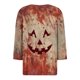 thumbnail image 5 of Top informal de manga tres cuartos con estampado de letras de Halloween y cara de fantasma para mujer, 5 of 5